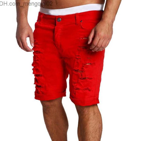 Мужские джинсы Heflashor New Summer Mens Hole короткие джинсы мужчины хлопок растягивает повседневные джинсовые шорты мод