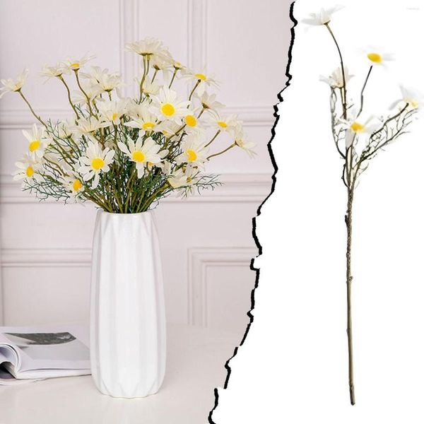 Fiori Decorativi 10 Pezzi Margherita Di Seta Artificiale Bianca Per La Decorazione Domestica Matrimonio L5