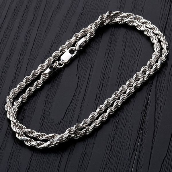 3mm 4mm 18-24inch Männer Frauen Silber Ketten Halskette Allergikerfrei vergoldet 925 Sterling Silber Seil Ketten Halskette Schönes Geschenk für Freund