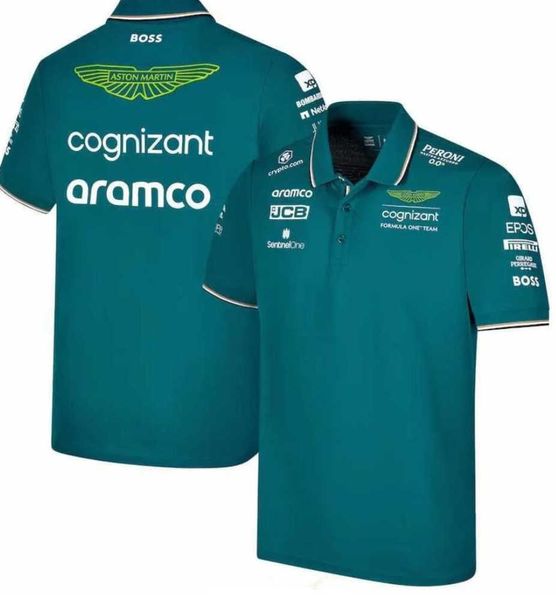 Aston Martin Aramco Cognizant F1 Polos 2023 Polo ufficiale della squadra Estate Casual da uomo Asciugatura rapida Manica corta Assorbimento dell'umidità e del sudore