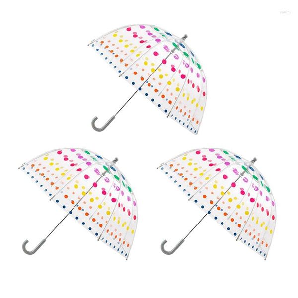 Regenschirme 3X Kinder klarer Blasenschirm Männer und Frauen Kinder transparenter langer Griff Mode