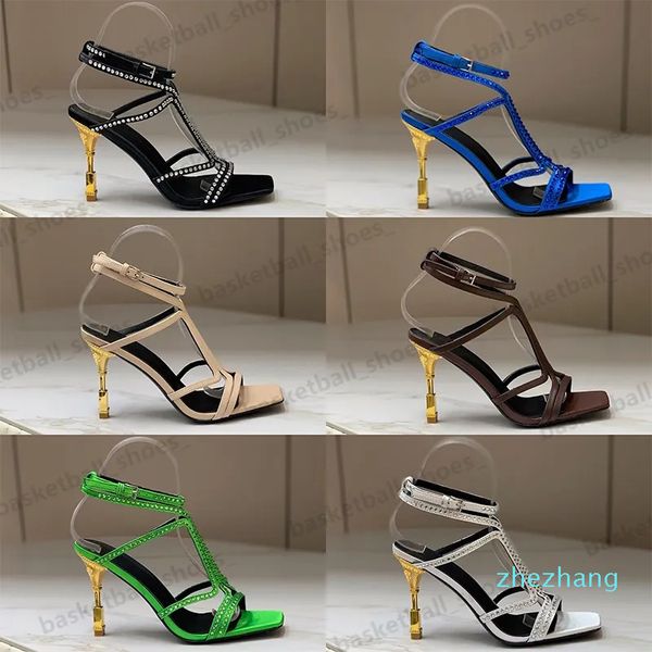 2023-Luxurys Designers 9,5 cm Scarpe eleganti da donna Tacchi alti Sandali con punta in vera pelle Sandali taglia 35-42