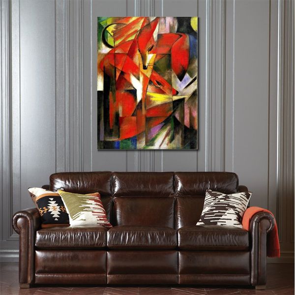 Абстрактная пейзаж Canvas Art Foxes Franz Marc Painting Modern Decor для входа