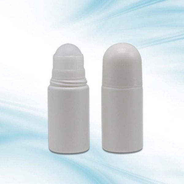 Kostenloser Versand 50 ml weiße Roll-on-Kunststoffflaschen, 50 cc Deodorant-Kosmetik-Roll-on-Behälter mit großer Rollkugel F2017319 Twtcn