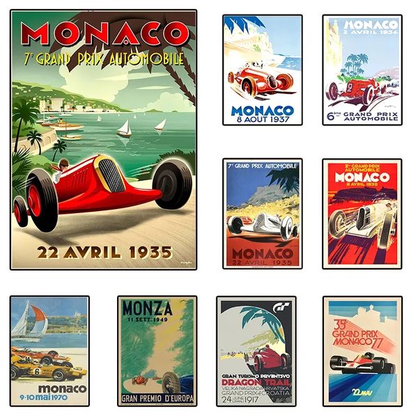 Vintage Monaco Prix F1 Racing Canvas Pinting Poster F1 Formula Grand Track Edition Edition Picture Stampe d'arte da parete Astestetico decorazioni per giocatori decorazioni per gamer w06