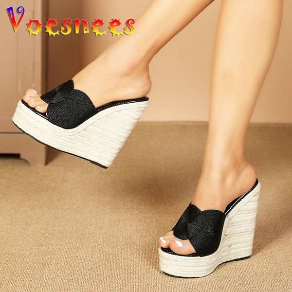 Chinelos 2023 Straw Rope Weaving Wedge Sandals Designer Fashion Beach Shoes Summer Bohemian Style High Heal's Outdoor 230704