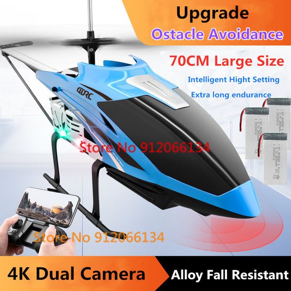 Intelligente UAV 70CM 4K Dual-Kamera-Hindernisvermeidungshubschrauber 2 4G APP-Steuerung LED-Leuchten Alloy Attitude Hold 200M Fernbedienung 230704