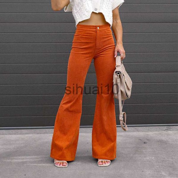 Женские брюки Capris Versturoy Flare Pants Женщины сплошной высокой талии.