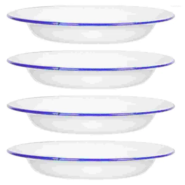 Kaseler 4 PCS Ekmek Tabağı Suşi Sashimi Tepsi Mavi Pho Ramen Yuvarlak Servis Plaka Emaye Spagetti Yemeği