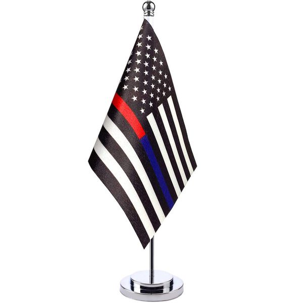 Bandeira de mesa de mesa nacional decorativa de poliéster personalizada com mastro de bandeira de mesa de aço inoxidável