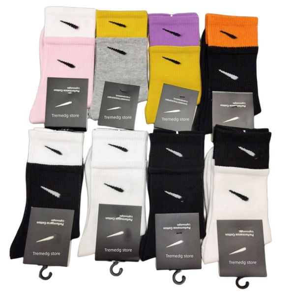 Damen Designer lange 2 Paar / Dutzend Socken schwarz weiß orange rosa grau gelb lila Paar zwei Stücke Baumwolle männliche Paar Sportsocken