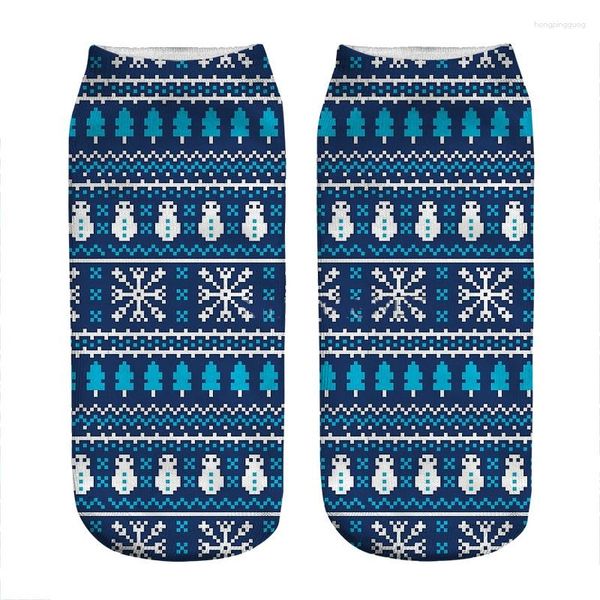 Frauen Socken Damen Kawaii Hässlicher Pullover Muster Blau Bedruckt Frau Harajuku Glücklich Lustig Neuheit Süßes Mädchen Geschenk für