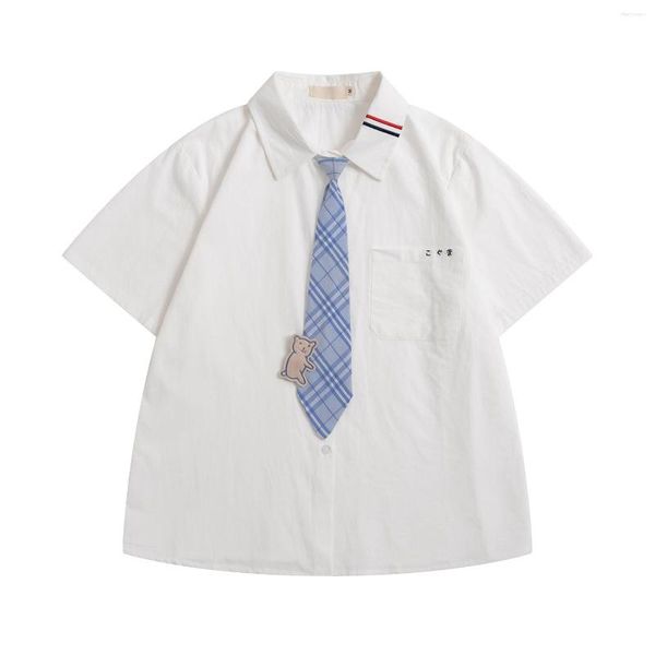 Frauen Blusen 2023 Sommer Mode Japan Stil JK Uniform Hemd Tops Frauen Baumwolle Bluse Weiß Mit Krawatte Teenager Mädchen