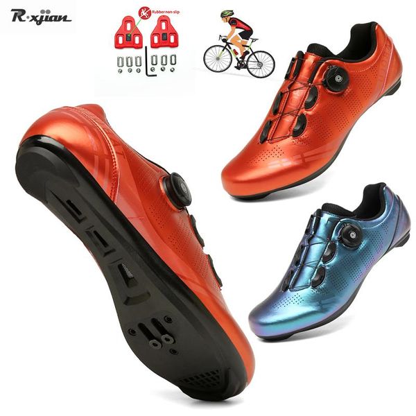 Calzature Scarpe da ginnastica per bici da strada Four Seasons Uomo Arancione Scarpe da bici da Mtb professionali Spd Scarpe da bici autobloccanti chiodate antiscivolo Sapatilha