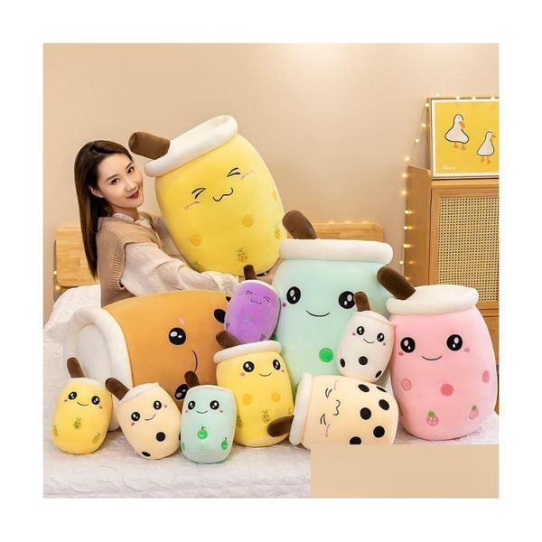 Partybevorzugung 24 cm 35 cm 50 cm süße gefüllte Perlenbecherform Spielzeug Kawaii Peluch Bubble Cartoon Milchtee Boba Plushie Plüsch Drop Lieferung H Dhujs