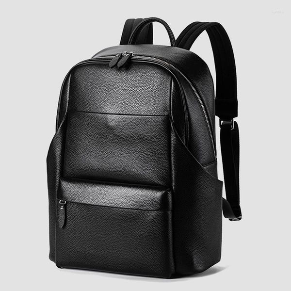 Mochila DIDE Marca Laptop Couro Genuíno 15 Polegadas Antifurto Mochilas Escolares à Prova D' Água Bolsa de Viagem de Negócios Masculina