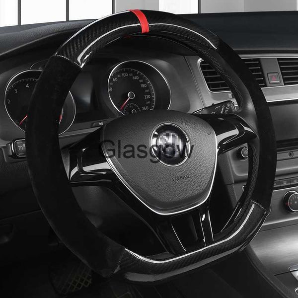 Coberturas de volante de fibra de carbono para volante de carro para VW GOLF 7 2015 POLO JATTA Passat Tiguan Para Nissan Qashqai J11 Xtrail T32 2015 2021 x0705