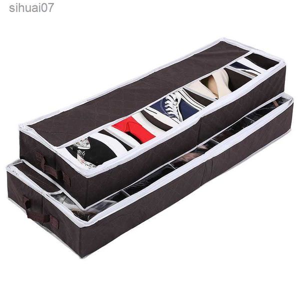 2018 neue faltbare waschbare Schuhe Aufbewahrungsbox mit Reißverschluss PVC-Abdeckung Schuh-Organizer-Boxen für Stiefel Socken Bambuskohle staubdicht L230705