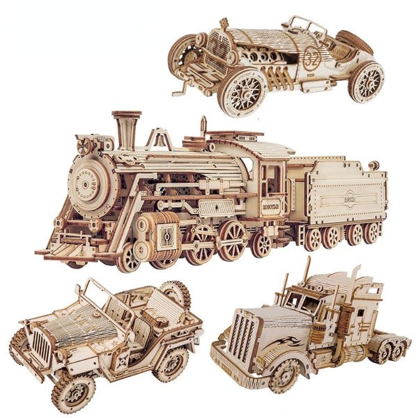 Gun Toys Zugmodell 3D Holzpuzzle Spielzeug Montage Lokomotive Bausätze für Kinder Kinder Geburtstagsgeschenk adwfd 230705