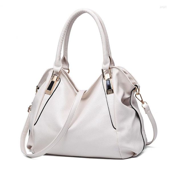 Вечерние сумки модные багажные сумочки плеча PU Большой способности среднего возраста с твердым цветом белый болсос для женщин 2023