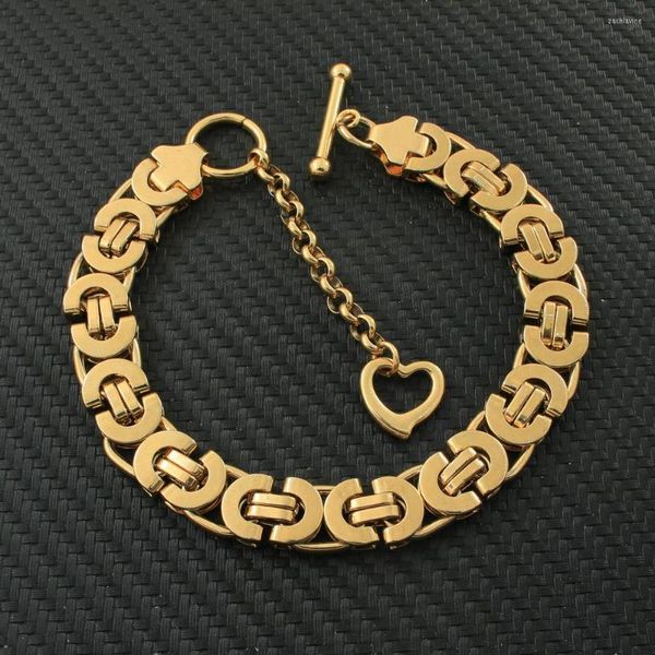 Link Armbänder Mode Gold Silber Farbe Überzogene Edelstahl Schmuck Armband Herz Kette Schwanz Für Mann Frau Geschenk Vintage