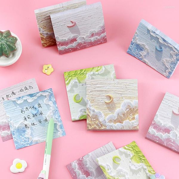 Folha/conjunto Paisagem Pinturas a óleo Bloco de notas Notas adesivas Caderno Material escolar Artigos de papelaria Kawaii