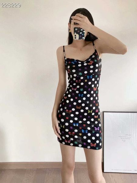 23ss vestidos de verão feminino vestido de grife feminino Polka dot borboleta sete estrelas vestido frente única estampa joaninha roupas femininas de alta qualidade