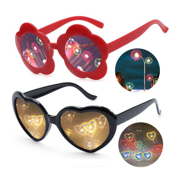 Montature per occhiali da sole INS Occhiali con effetti d'amore a forma di cuore Guarda le luci che cambiano forma durante la notte Diffrazione Regalo unisex 230704