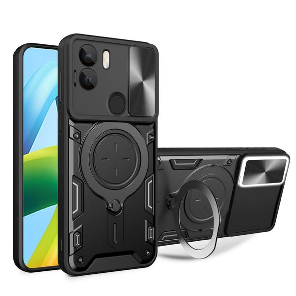 Novo design de capas de telefone para Xiaomi 13 12 Lite 12T 11T Note 12 11 Pro A1 + 4G com suporte de anel de rotação de 360 graus Kickstand proteção de lente deslizante capa de telefone à prova de choque