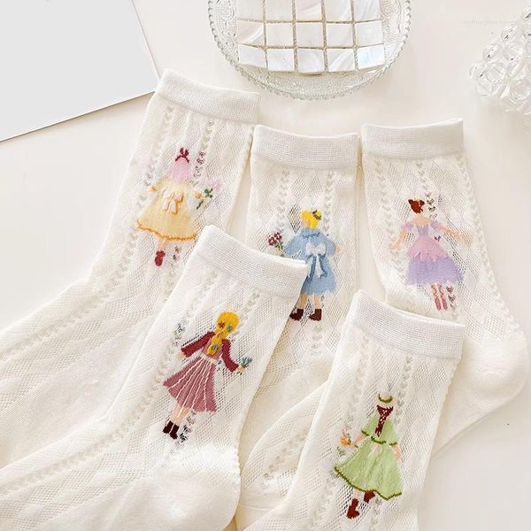 Frauen Socken Mesh Für Trends Sommer Dünne Japanische Mode Weiß Weibliche Atmungsaktive Baumwolle Aushöhlen Mädchen Niedlich