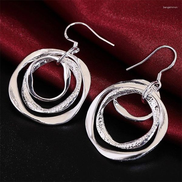 Orecchini pendenti Orecchini pendenti a tre cerchi in argento sterling 925 per gioielli da donna per feste di fidanzamento da donna