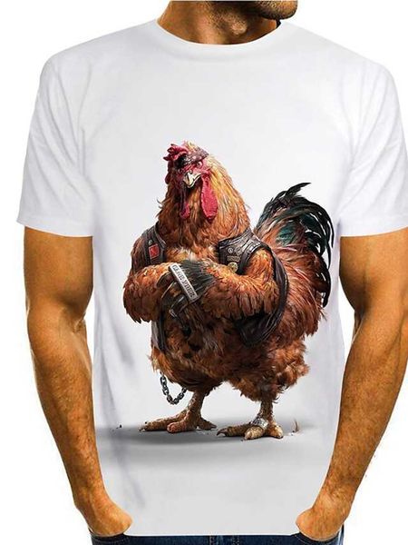 Camiseta Masculina Camiseta Engraçada Estampas Gráficas de Animais Frango Decote Redondo A B C D F Impressão 3D Diariamente Feriado Manga Curta Estampa Vestuário Corte de Vestuário Desenho Animado Casual