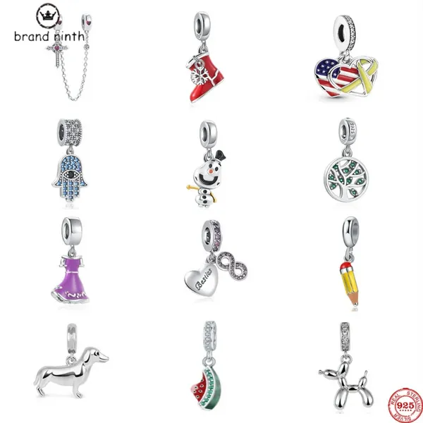 925 Серебро для Pandora Charms Jewelry Bears Bracelet Braslet Dog Palm Cross Sist