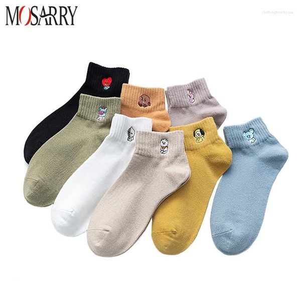 Frauen Socken 3 Paare/satz Baumwolle Für Cartoon Tier Druck Kawaii Nette Feste Lustige Koreanischen Stil Weiblichen Knöchel