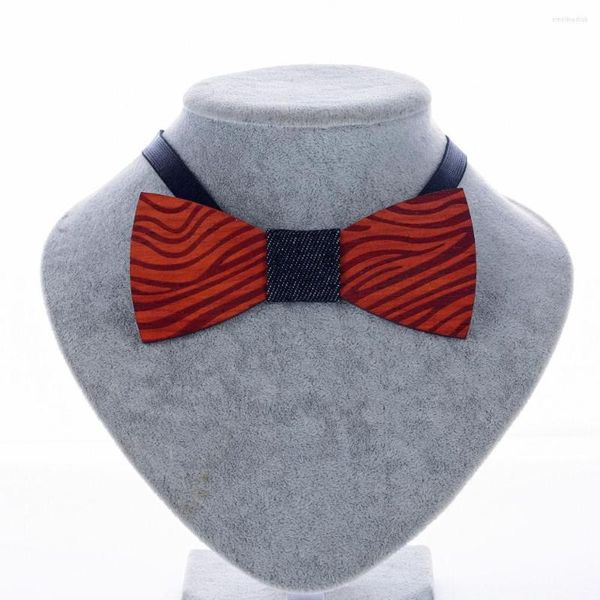 Bow Ties yishline ahşap kravat erkek çizgili bowtie ahşap oyuk oyuk kesilmiş çiçek tasarım moda yenilik