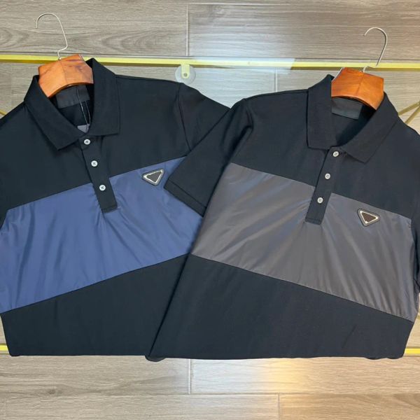 2023 all'ingrosso mens polo camicia designer maniche corte casual top di marca retrò Ricamo tasca classica Mezza cerniera tirante Stemma braccio Design triangolo rovesciato