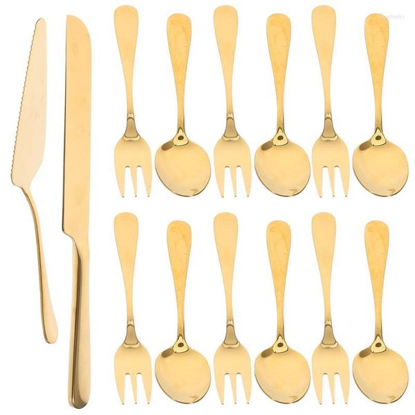 Geschirr-Sets 1 Set Edelstahl Kuchen Servierschneider mit Gabeln und Löffeln für Party Hochzeit Gebäck Werkzeuge Schaufel Messer