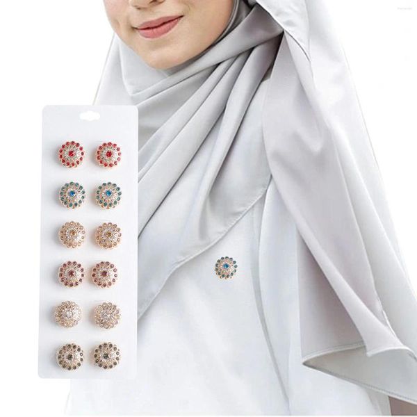 Broschen 12 stücke Blume Legierung Doppelseitige Schönheit Hijab Pins Mädchen S Magnete Für Pullover Hut Schals Frauen