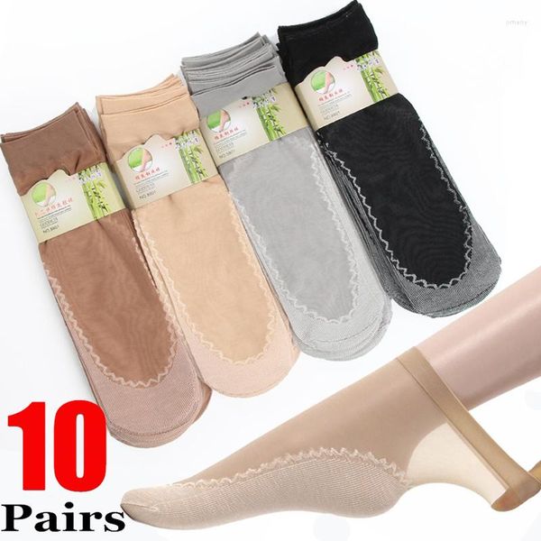 Calzini da donna 10 paia Calzini da donna in cotone antiscivolo che assorbe il sudore, morbidi, sottili, traspiranti, moda, sexy, da donna, trasparenti