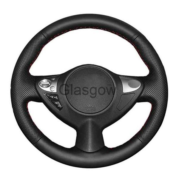Capas de volante personalizado capa de volante de carro para infiniti fx fx35 fx37 fx50 nissan juke maxima sentra trança de volante de couro preto x0705