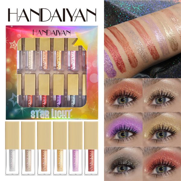 12 Farben/Set Handaiyan Glitter Liquid Eyeshadow Kit Diamond Waterproof Eyeliner Shiny Metallic Eye Shadow Beauty Eyes Makeup