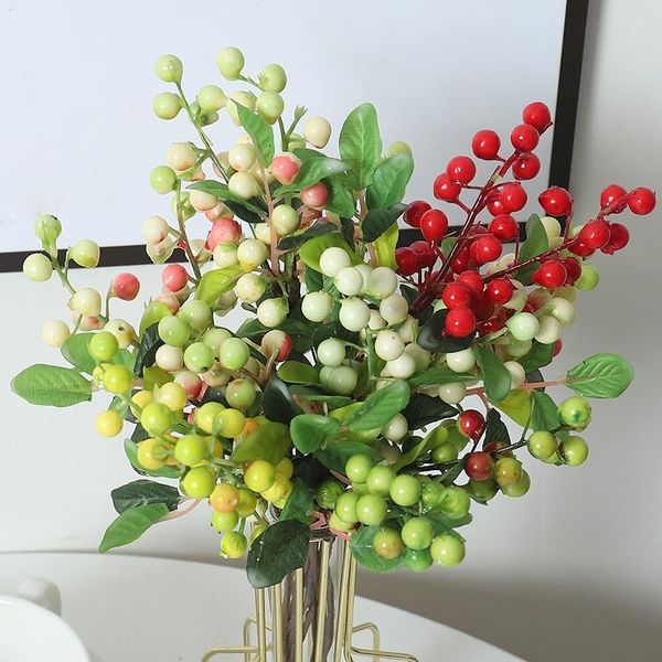 Dekorative Blumen, 10 Stück, rote Mini-künstliche Beeren, Blumen, Zuhause, Hochzeit, Party, Dekoration, Schaumstoff, Weihnachtsfrüchte, gefälschte blaue Beeren, Tischpflanzen