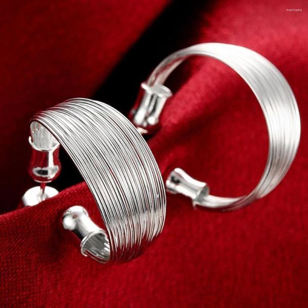 Orecchini a bottone Prezzo all'ingrosso 925 Sterling Silver Multi-Line Small Per regalo Brincos gioielli moda donna