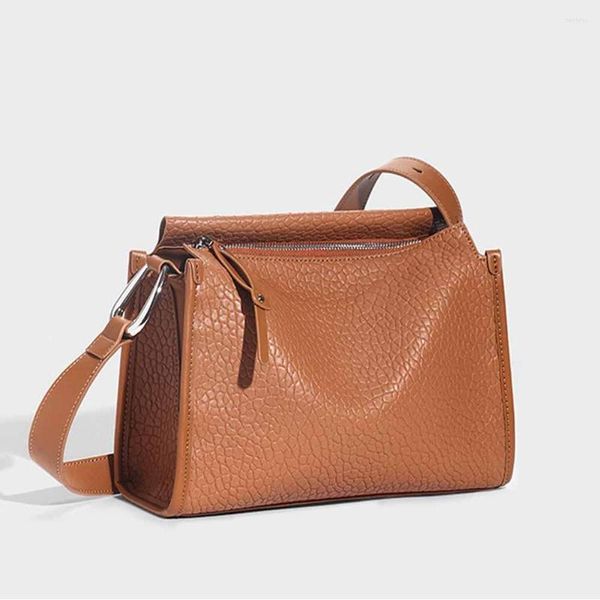 Bolsas de noite MS Luxo Couro de Vaca Bolsa Feminina Travesseiro Alta Qualidade Textura de Pedra Ombro Macio Bolsa Feminina Alça Larga Bolsas 2023