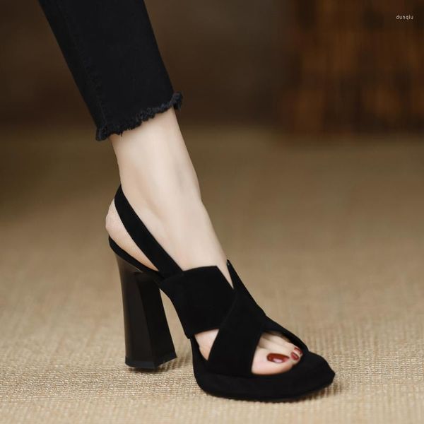 High Women Heels Cross Strap Sandals Summer Black Hook Shoes Fashion Fashion Buckle Платформа 748 511