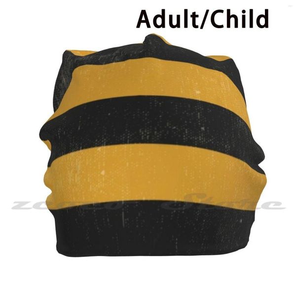 Berets Vintage House Stripes-ntken hat elastic Soft Permonized Pattern Present Cap Party Rugby Rugby полосатый джемпер Черный и желтый