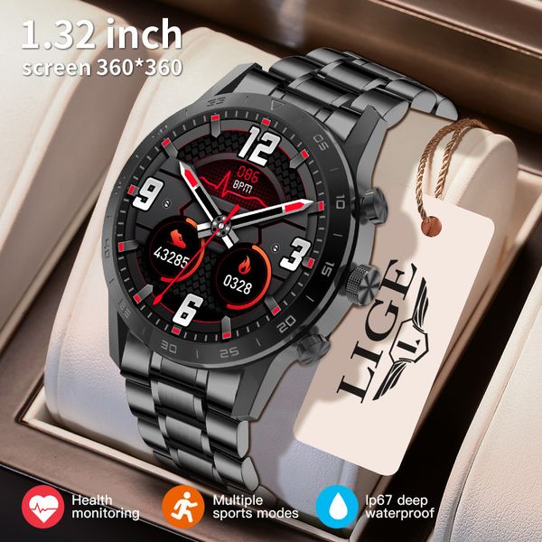 2023 Smartwatch Man AMOLED Full Touch Screen Bluetooth Dial Contatos Sincronização Frequência Cardíaca Saudável Esporte Relógios Man Relógio Inteligente Masculino