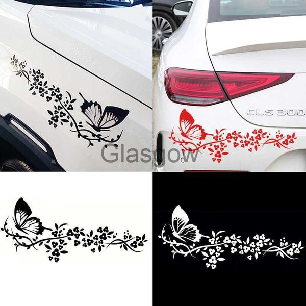 Adesivos de carro de flor de borboleta voadora decalque de carro resistente à água para porta de carro, adesivo de janela, decoração de alta aderência, estilo de carro, adesivos de vinil x0705