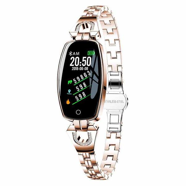 Akıllı Saatler 2022 H8 Smart Watch Kadınlar Su Geçirmez Kalp Hızı Monitör Kan Basıncı Uzak Kamera Bilezik Ladies Android IOS X0706 için Akıllı Saat