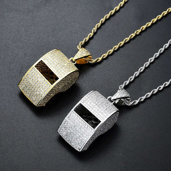 Gzw Jóias Criativo Novo Apito Pingente Colar Moda Tendência Hip Hop Iced Out Completo Zircônia Cúbica Cz Pedra Banhada A Ouro Verdadeiro Rapper Bijoux Presentes Masculinos